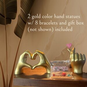 Gold Hand Statues with Bracelets Gift Set